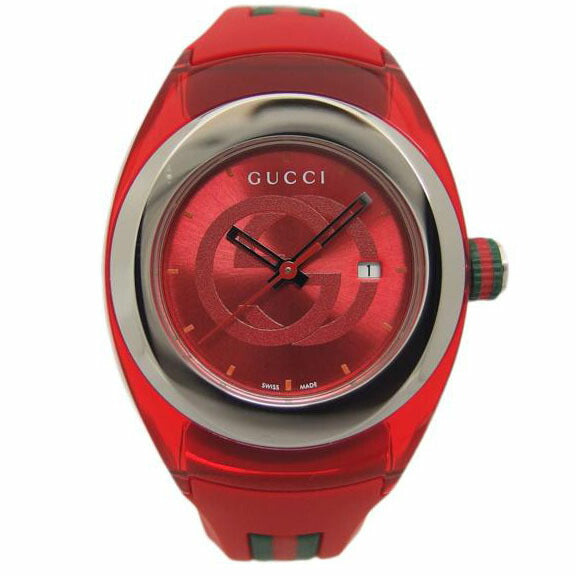 GUCCI グッチ/シンク/GGレッド文字盤/デイトウォッチ/クォーツ/YA137303//17982800/ABランク/04
