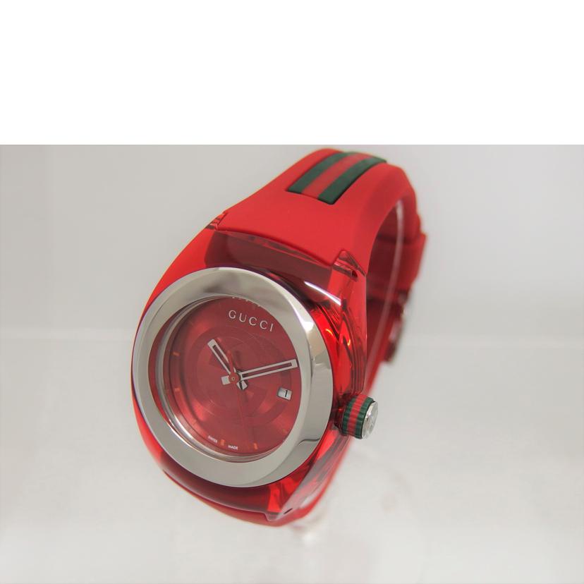 GUCCI グッチ/シンク/GGレッド文字盤/デイトウォッチ/クォーツ/YA137303//17982800/ABランク/04