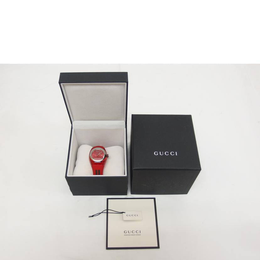 GUCCI グッチ/シンク/GGレッド文字盤/デイトウォッチ/クォーツ/YA137303//17982800/ABランク/04