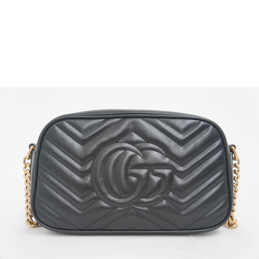 GUCCI グッチ/GGマーモントミニショルダー BLK/GLD/447632 //486628/ABランク/09