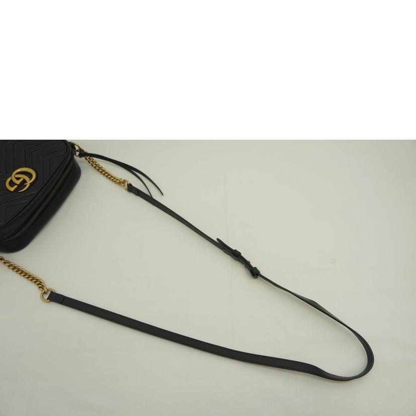 GUCCI グッチ/GGマーモントミニショルダー BLK/GLD/447632 //486628/ABランク/09