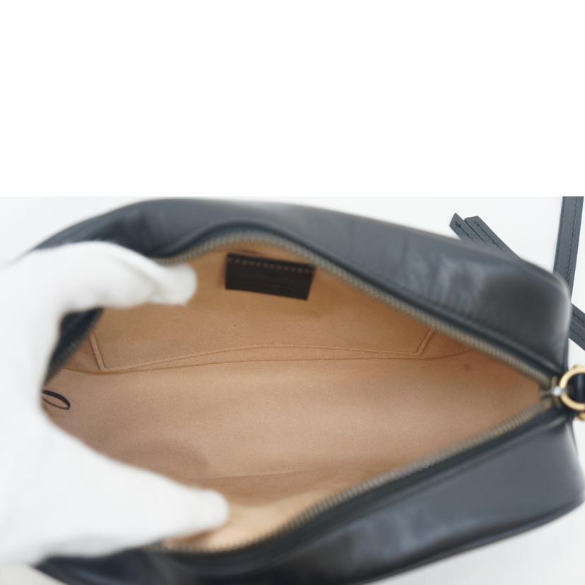 GUCCI グッチ/GGマーモントミニショルダー BLK/GLD/447632 //486628/ABランク/09