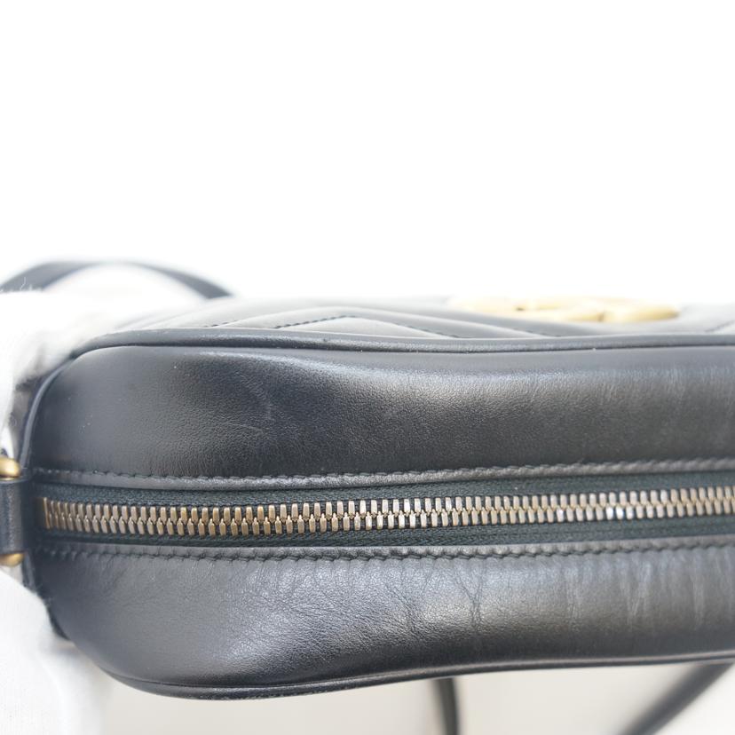 GUCCI グッチ/GGマーモントミニショルダー BLK/GLD/447632 //486628/ABランク/09