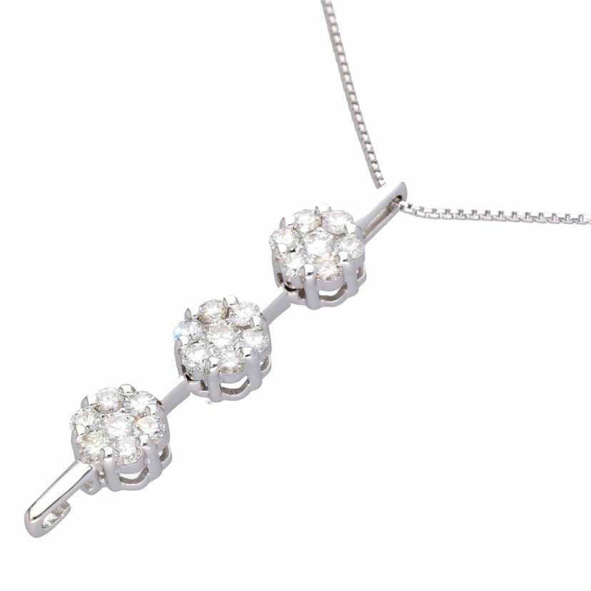 / K18WGダイヤネックレス1.50ct//Aランク/75
