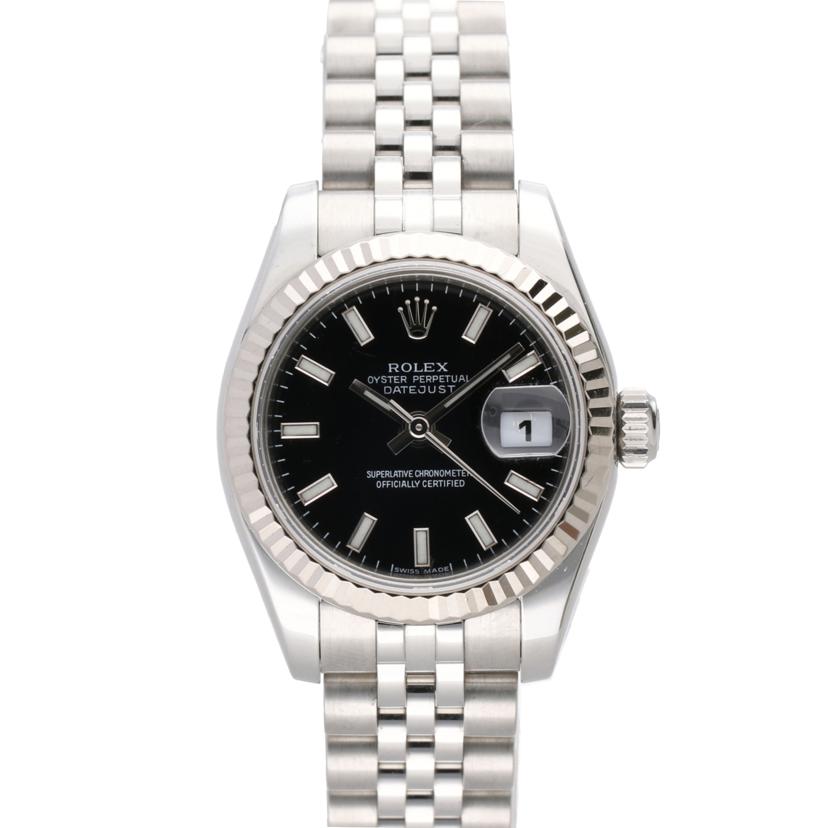 ROLEX ロレックス 腕時計 2009年頃製造 新品仕上済 SS×WG K18WG V番 レディース /デイトジャスト・レディース・ブラック/V番/179174//V008911(2009)/Aランク/75