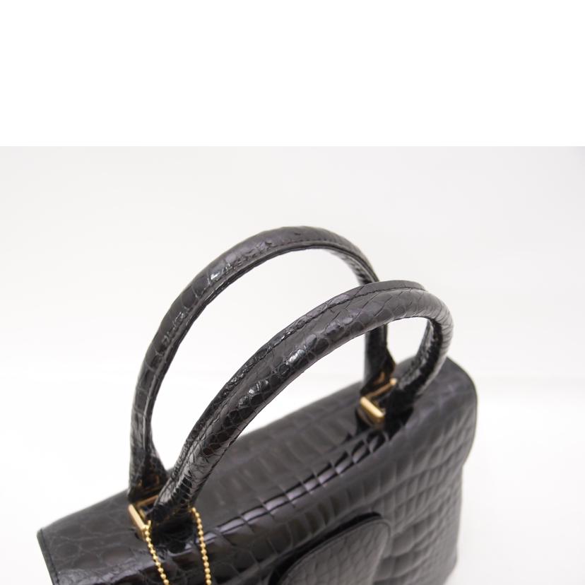 BALLY バリー ハンドバッグ 黒 ゴールド金具 レディース /クロコ調ハンド/ブラック//Aランク/69