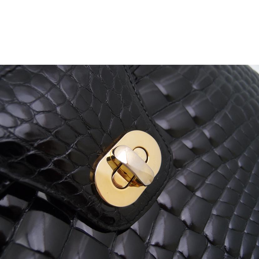 BALLY バリー ハンドバッグ 黒 ゴールド金具 レディース /クロコ調ハンド/ブラック//Aランク/69