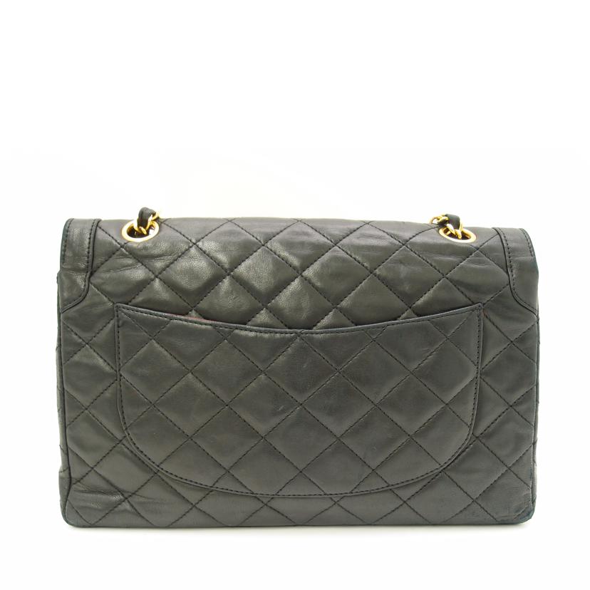 CHANEL シャネル ヴィンテージ ショルダー Wフラップ ココマーク 斜め掛け レザー ブラック 0番台 1980年代製造 横サイズ26cm/マトラッセ26ラムスキン・パリ限定チェーンショルダー//0467290/ABランク/69