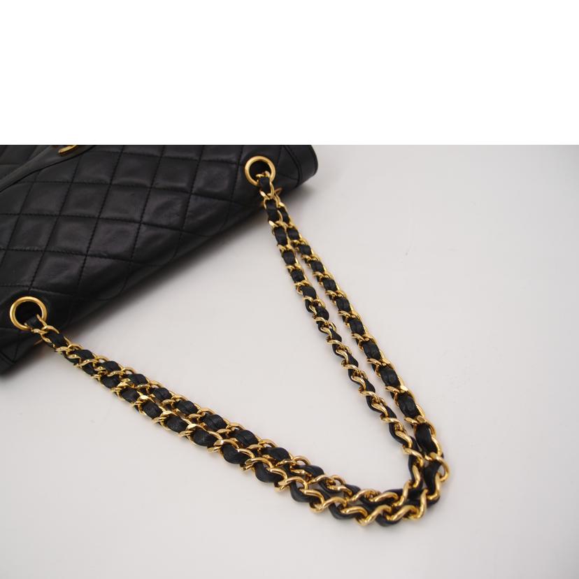 CHANEL シャネル ヴィンテージ ショルダー Wフラップ ココマーク 斜め掛け レザー ブラック 0番台 1980年代製造 横サイズ26cm/マトラッセ26ラムスキン・パリ限定チェーンショルダー//0467290/ABランク/69