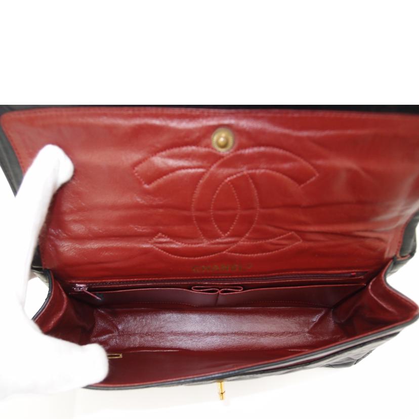 CHANEL シャネル ヴィンテージ ショルダー Wフラップ ココマーク 斜め掛け レザー ブラック 0番台 1980年代製造 横サイズ26cm/マトラッセ26ラムスキン・パリ限定チェーンショルダー//0467290/ABランク/69