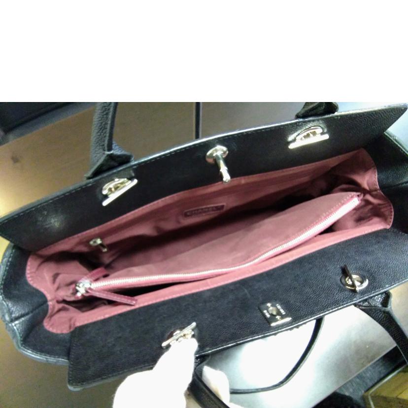 CHANEL/マトラッセ レザー 2WAY ハンド ブラック シルバー金具//19122081/ABランク/15