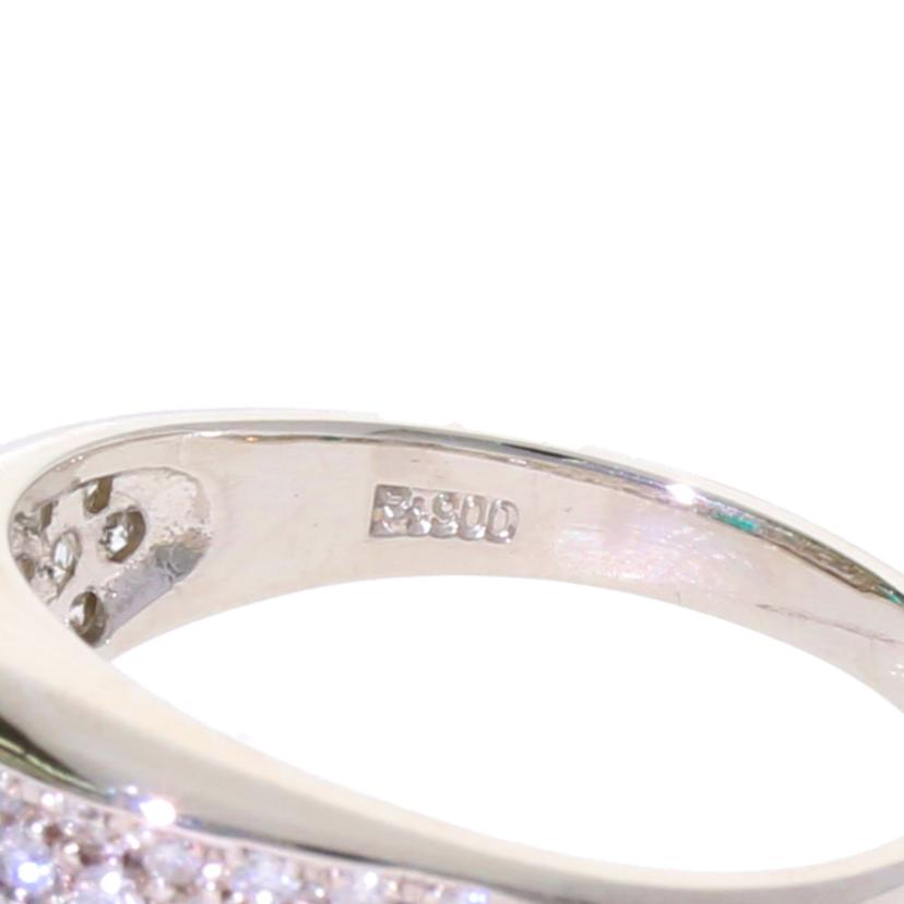 / PT900エメラルドダイヤリングE0.31/D0.38ct//Aランク/75