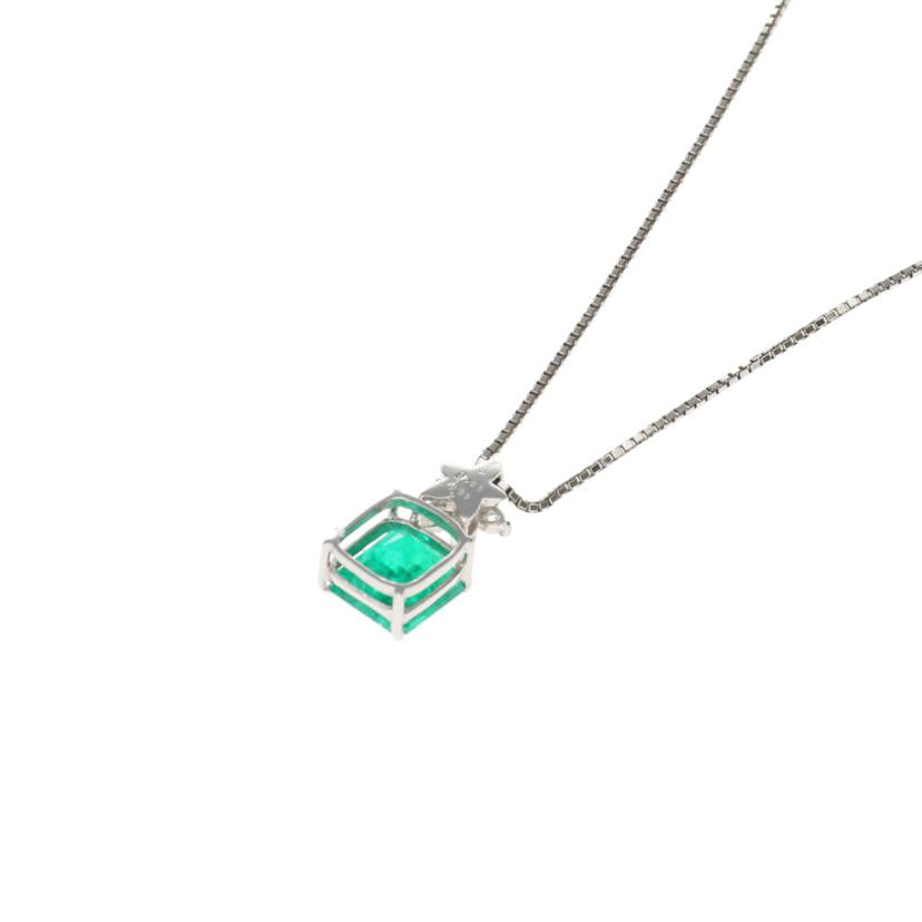 / ◎PT900/850エメラルドダイヤネックレスE2.756/D0.33ct//Aランク/75