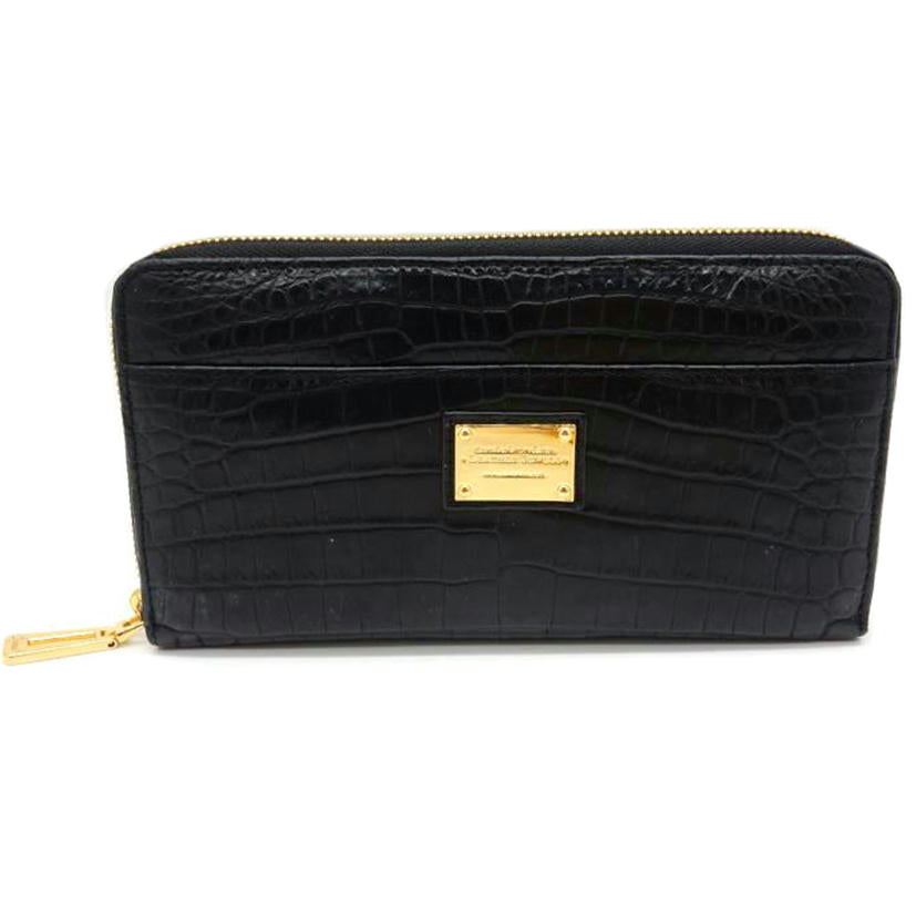 LEATHER JEWELS レザージュエルズ/クロコ/レザー/ラウンドファスナー/長財布/ブラック/AV-3692//ABランク/02