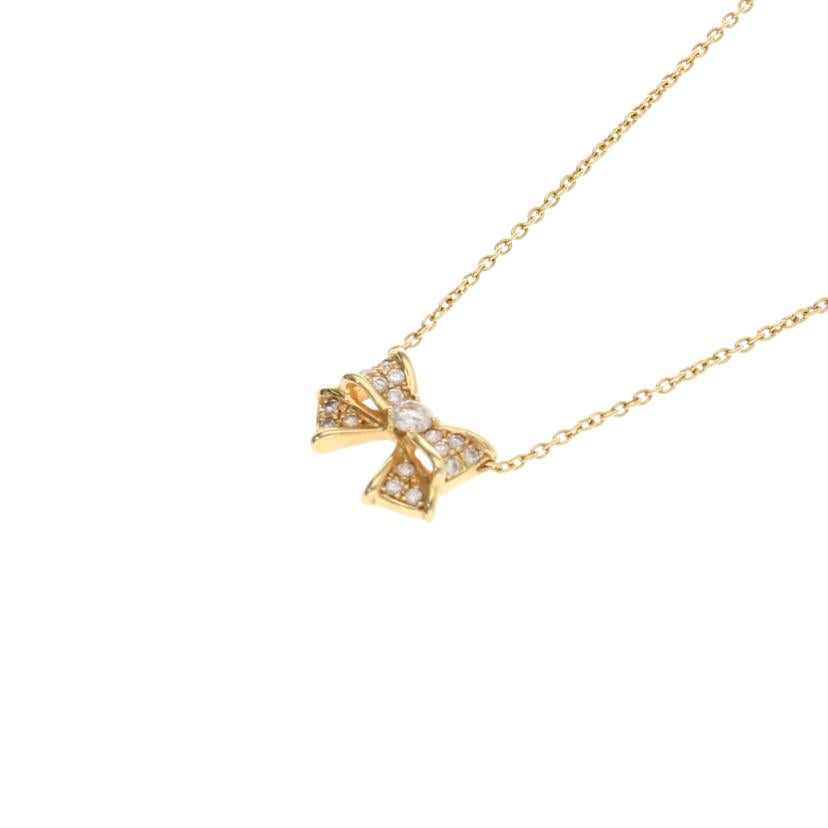 K18/K18リボンダイヤネックレス 0.27/4.1//0.27/Aランク/75