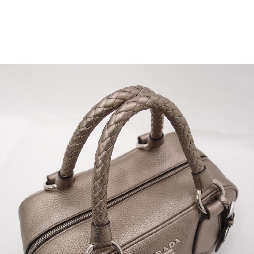 PRADA プラダ ハンドバッグ レザー メタリック レディース/レザーミニボストン/シャンパンゴールド系/BL0265//38/ABランク/69