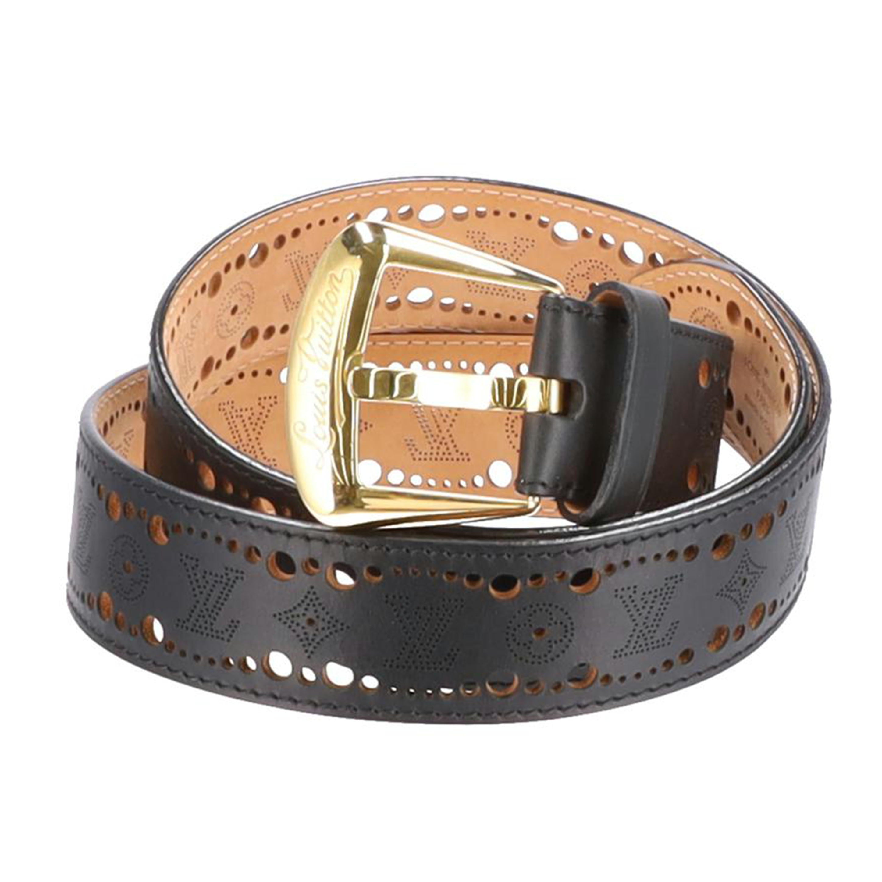 LV ルイヴィトン レザーベルト/サンチュール・フェニックス/ブラック/M9679//CA0098/ABランク/75