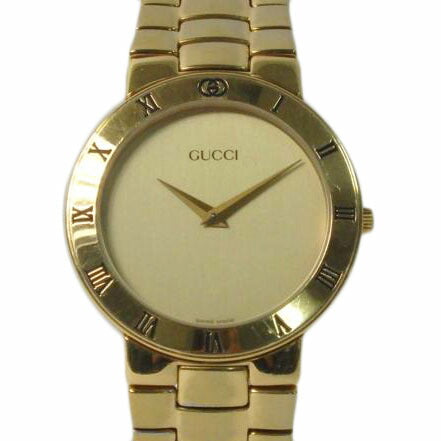 GUCCI グッチ/ラウンドフェイス/メンズクォーツ/ゴールド文字盤/3300.2.M//Bランク/84