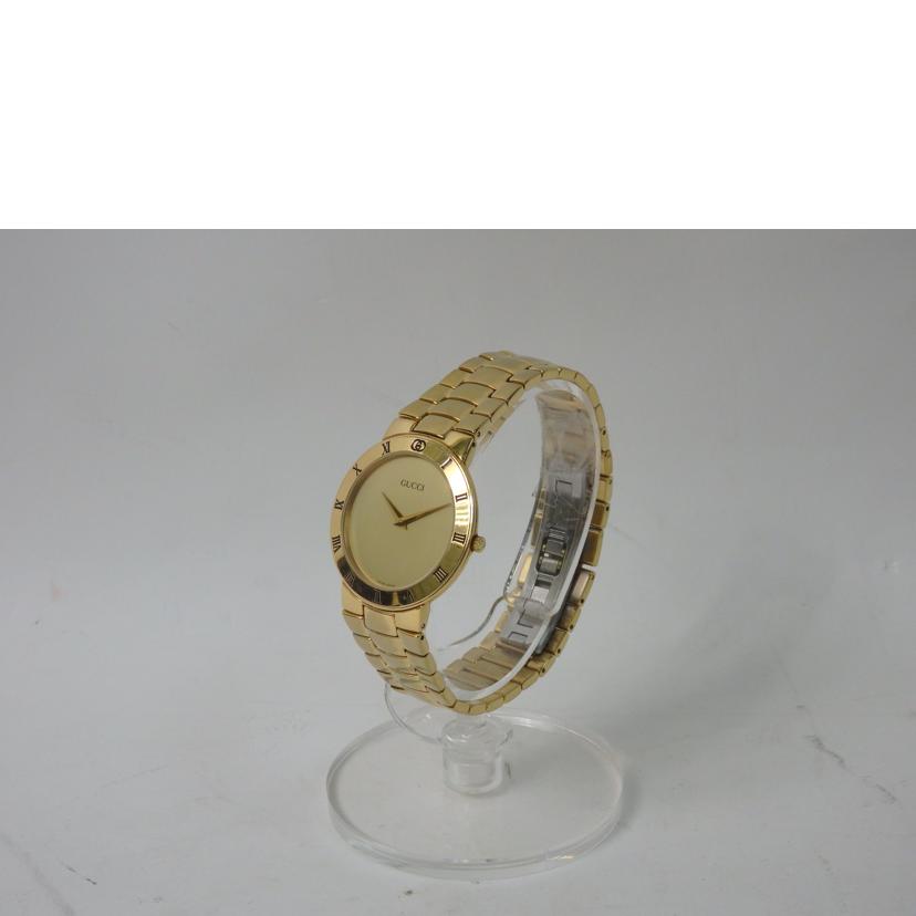 GUCCI グッチ/ラウンドフェイス/メンズクォーツ/ゴールド文字盤/3300.2.M//Bランク/84