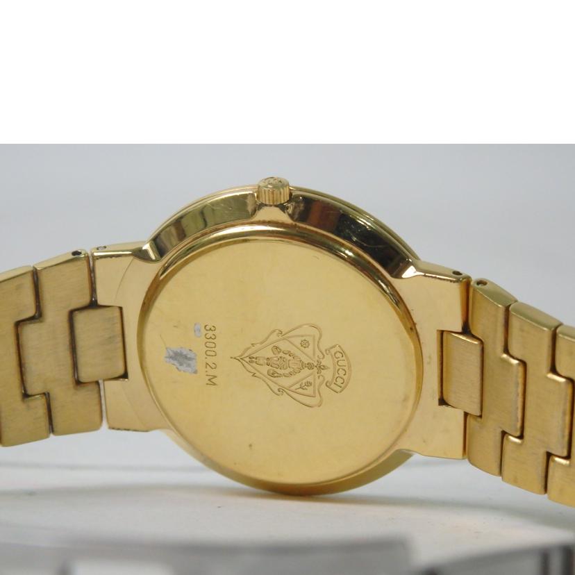 GUCCI グッチ/ラウンドフェイス/メンズクォーツ/ゴールド文字盤/3300.2.M//Bランク/84