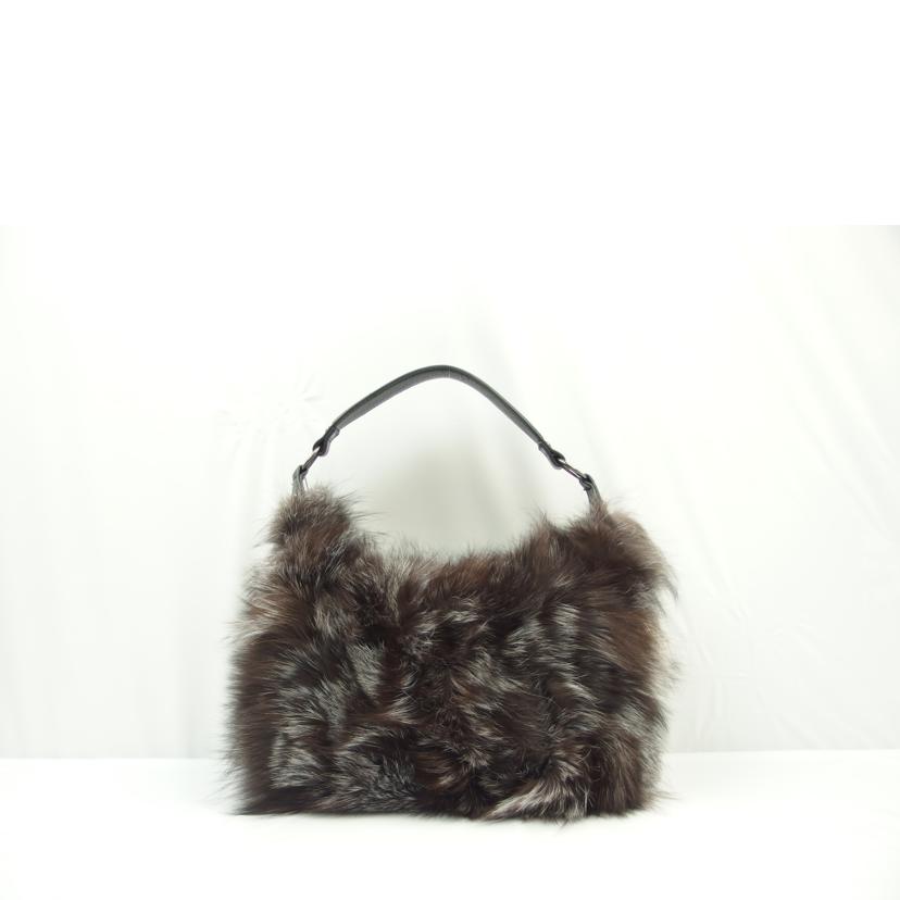 /シルバーフォックスファー2wayショルダーバッグ ブラウン×ブラック//SAランク/83