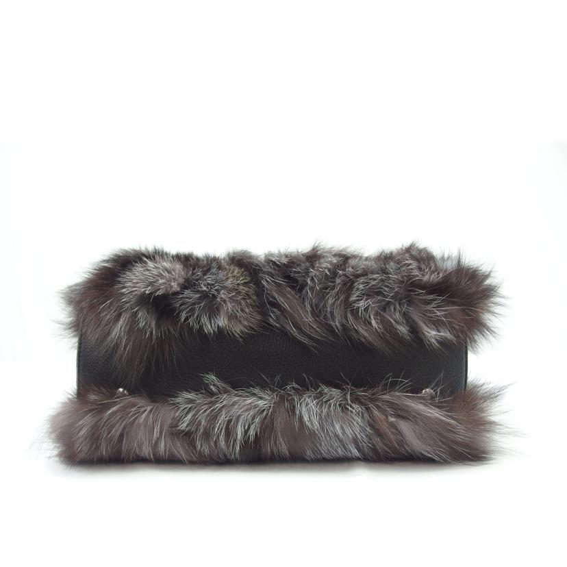 /シルバーフォックスファー2wayショルダーバッグ ブラウン×ブラック//SAランク/83