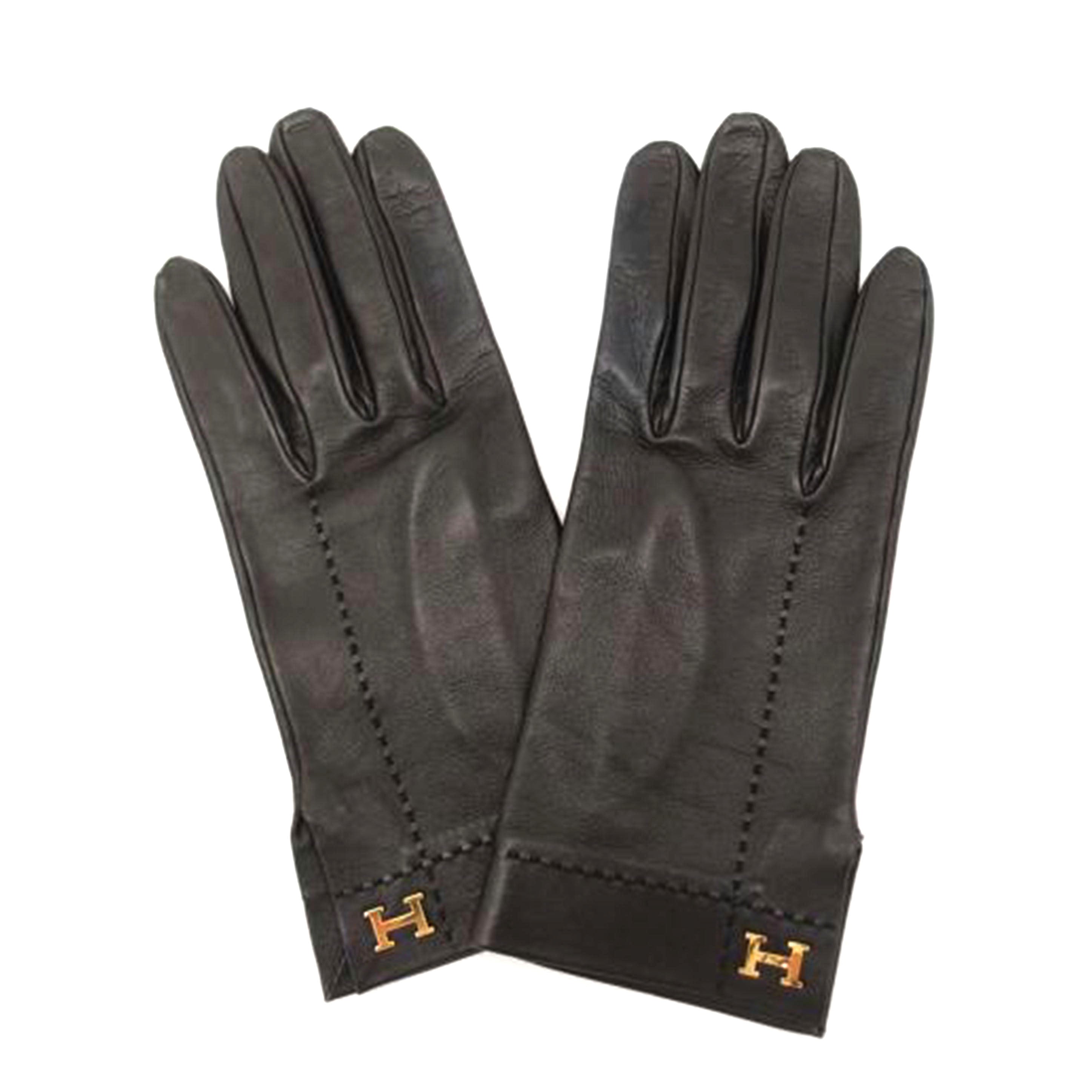 HERMES エルメス 手袋 レディース/Hロゴレザーグローブ/6 1/2/Sサイズ//Aランク/69