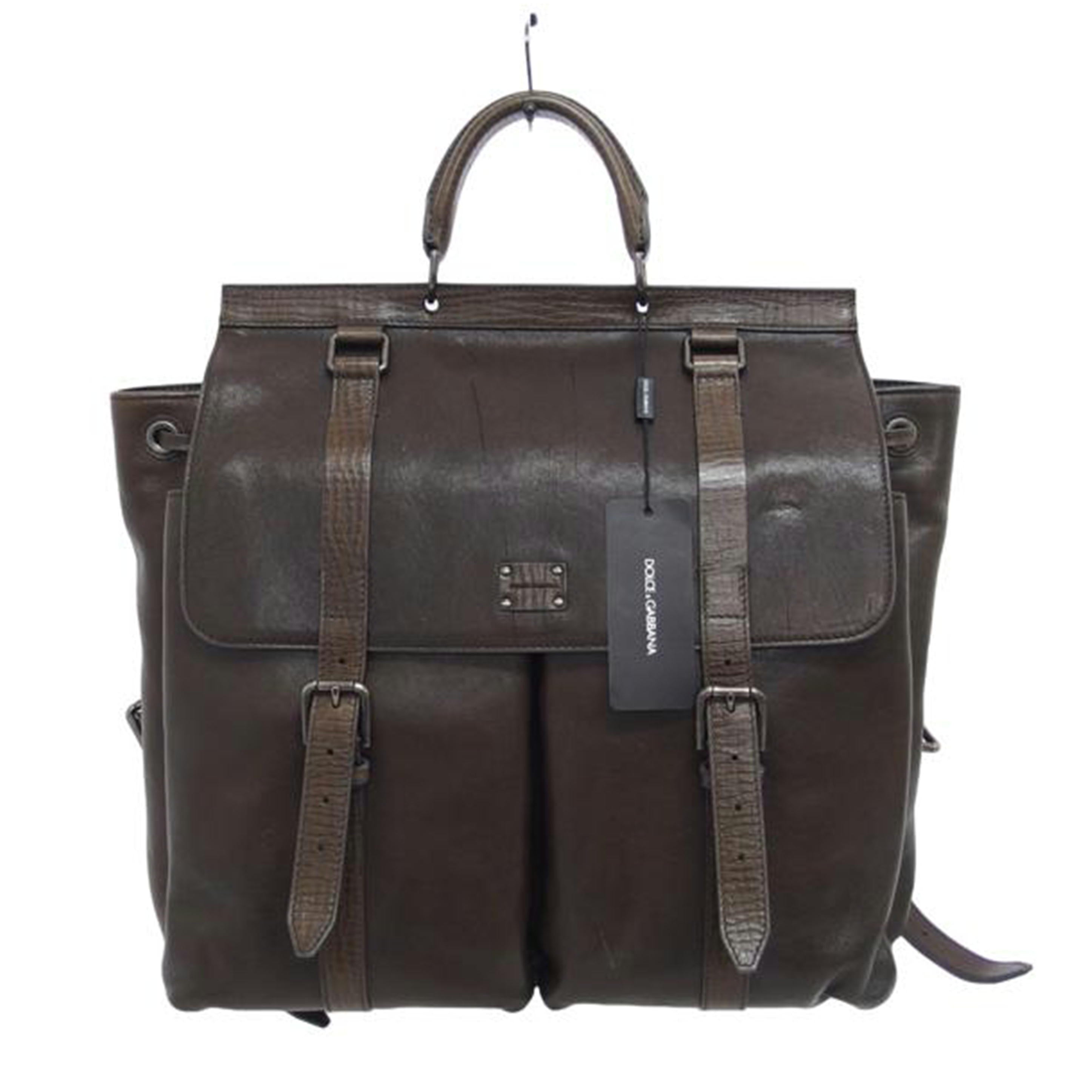 DOLCE&GABBANA ドルチェ&ガッバーナ/レザー2WAYリュック/ビジネスバッグ/ダークブラウン//Bランク/04