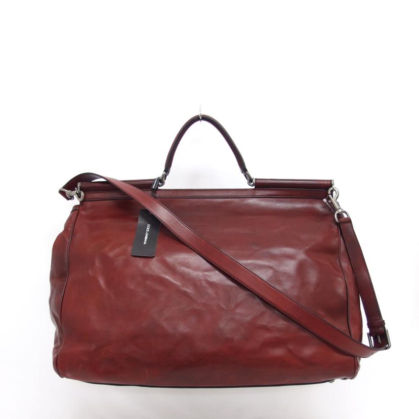 DOLCE&GABBANA ドルチェ&ガッパーナ ショルダーバッグ/レザー2WAYボストンバッグ/レッドブラウン//ABランク/04