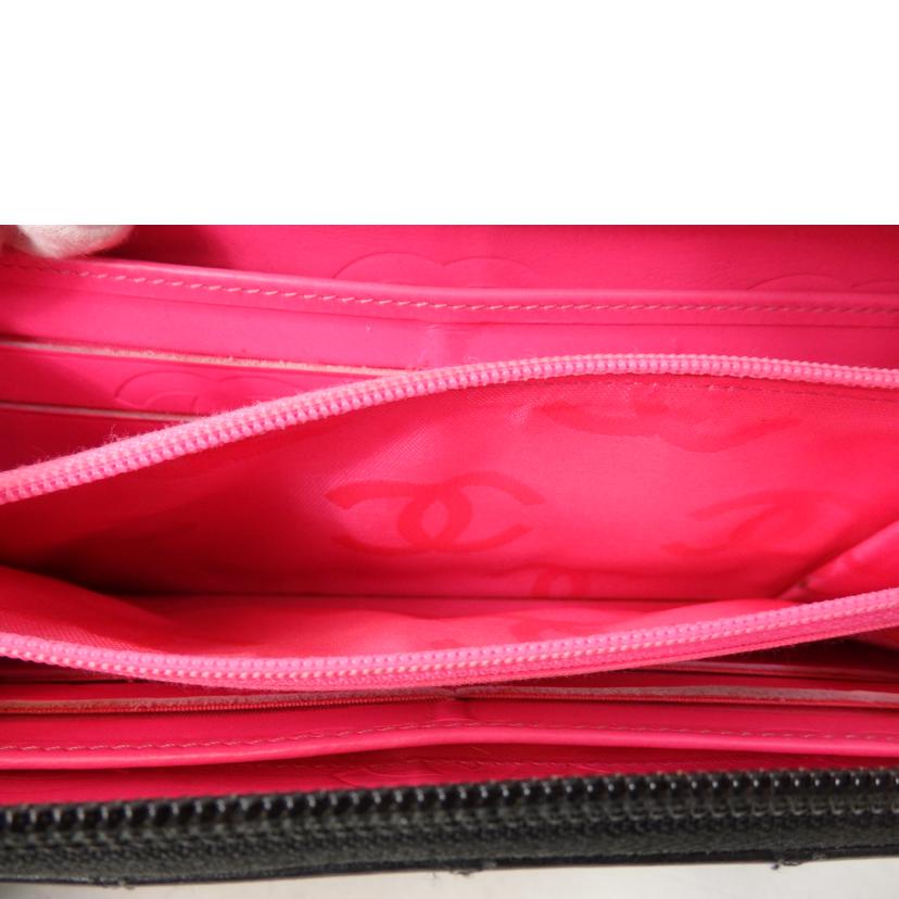 CHANEL シャネル/ココマーク/カンボンライン/ラウンドファスナー長財布/黒×ピンク/A50078//194*****/Bランク/84