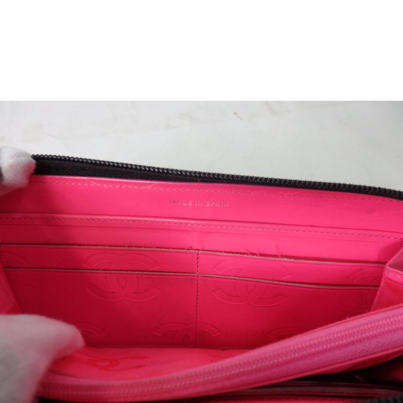 CHANEL シャネル/ココマーク/カンボンライン/ラウンドファスナー長財布/黒×ピンク/A50078//194*****/Bランク/84