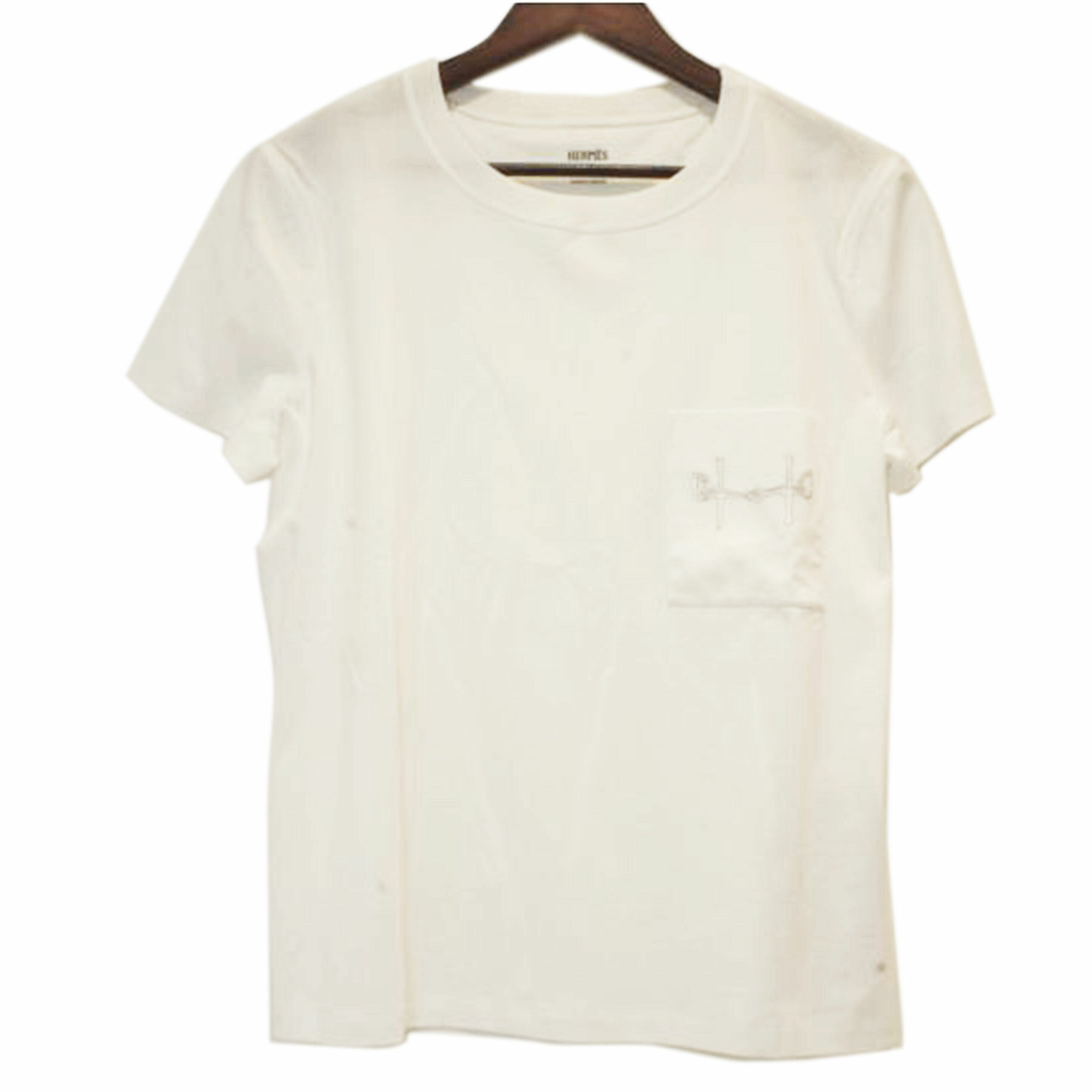 HERMES エルメス/フランス製ポケットTシャツホワイト//Aランク/92
