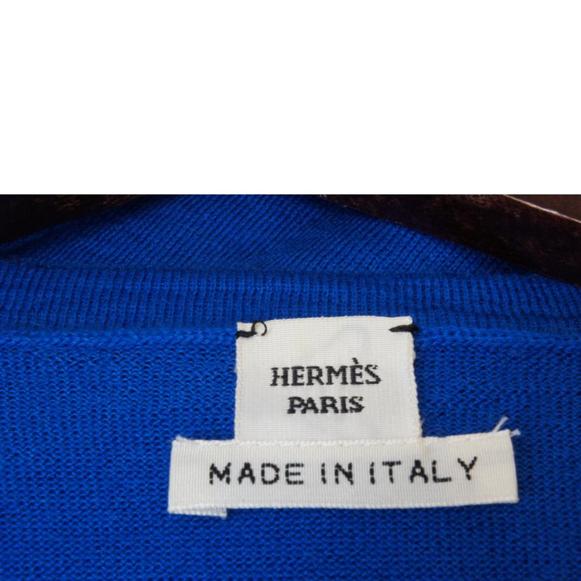 HERMES エルメス/イタリア製半袖ニットブルー//ABランク/92