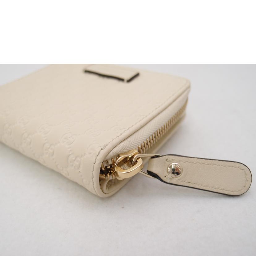 GUCCI グッチ ラウンドファスナー財布 レザー 白 レディース/マイクログッチ二つ折り財布/ホワイト/449395//525***/ABランク/69