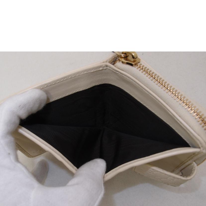 GUCCI グッチ ラウンドファスナー財布 レザー 白 レディース/マイクログッチ二つ折り財布/ホワイト/449395//525***/ABランク/69