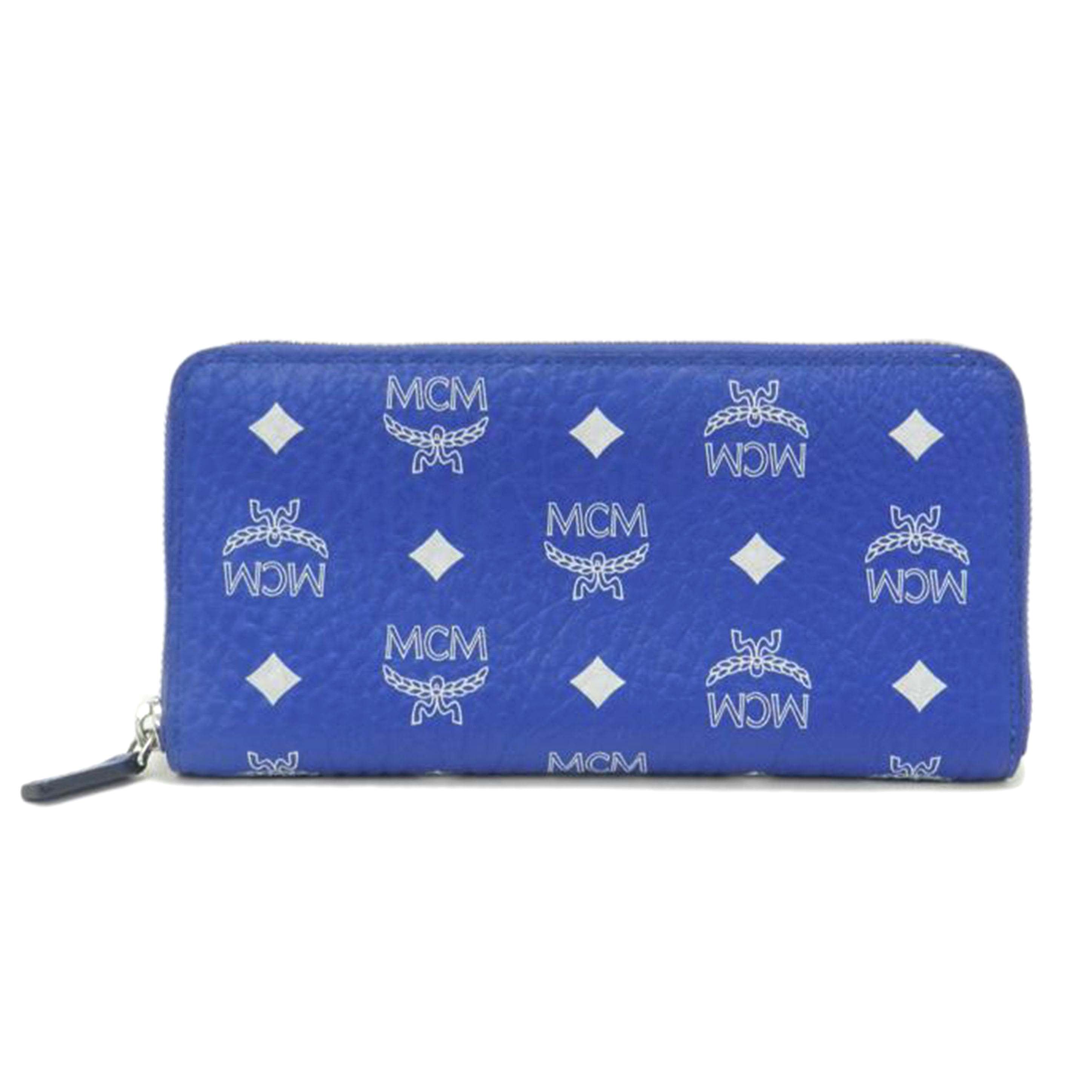 MCM エムシーエム 青 メンズ レディース/ロゴグラムラウンドファスナー長財布/ブルー/MYL ASVI01H1001//Aランク/69
