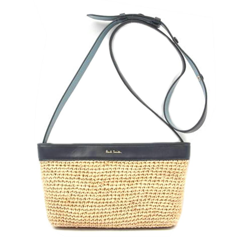 Paul Smith ポールスミス/ポールスミス ウーブンラフィアショルダーバッグ ネイビー/APW-500//SAランク/83