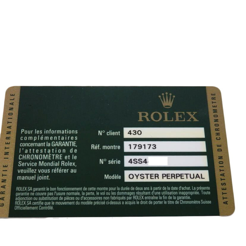 ROLEX ロレックス 腕時計 ギャラ013年日付 ランダムシリアル K18YG ステンレス コンビ/デイトジャスト・レディース・SS×YG/ランダム番/179173//4SS*****/SAランク/84