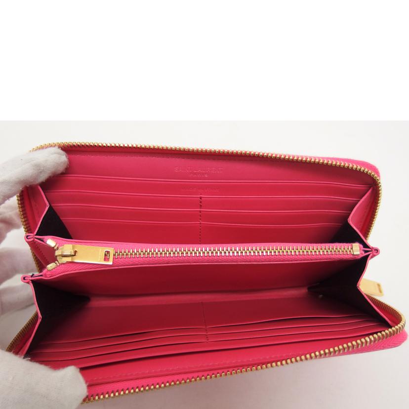 SAINT LAURENT サンローラン/ラウンドファスナー長財布 /ピンク/315859//Aランク/04