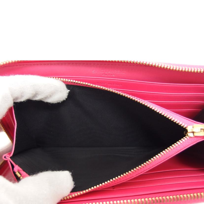 SAINT LAURENT サンローラン/ラウンドファスナー長財布 /ピンク/315859//Aランク/04