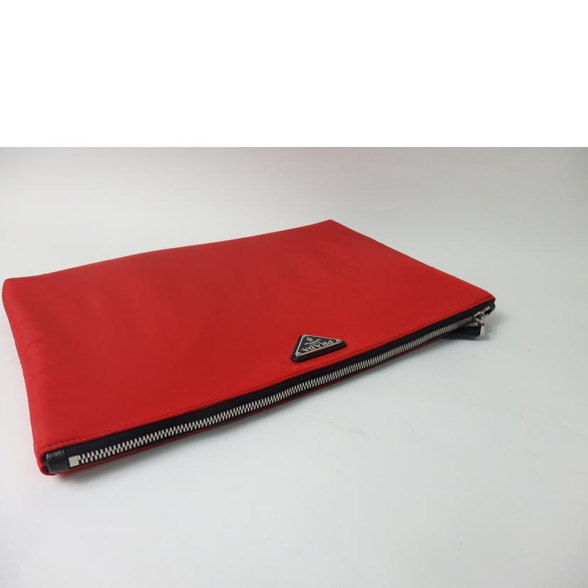 PRADA プラダ/三角ロゴプレートナイロンサフィアーノクラッチバッグ/赤×黒//236/Aランク/84