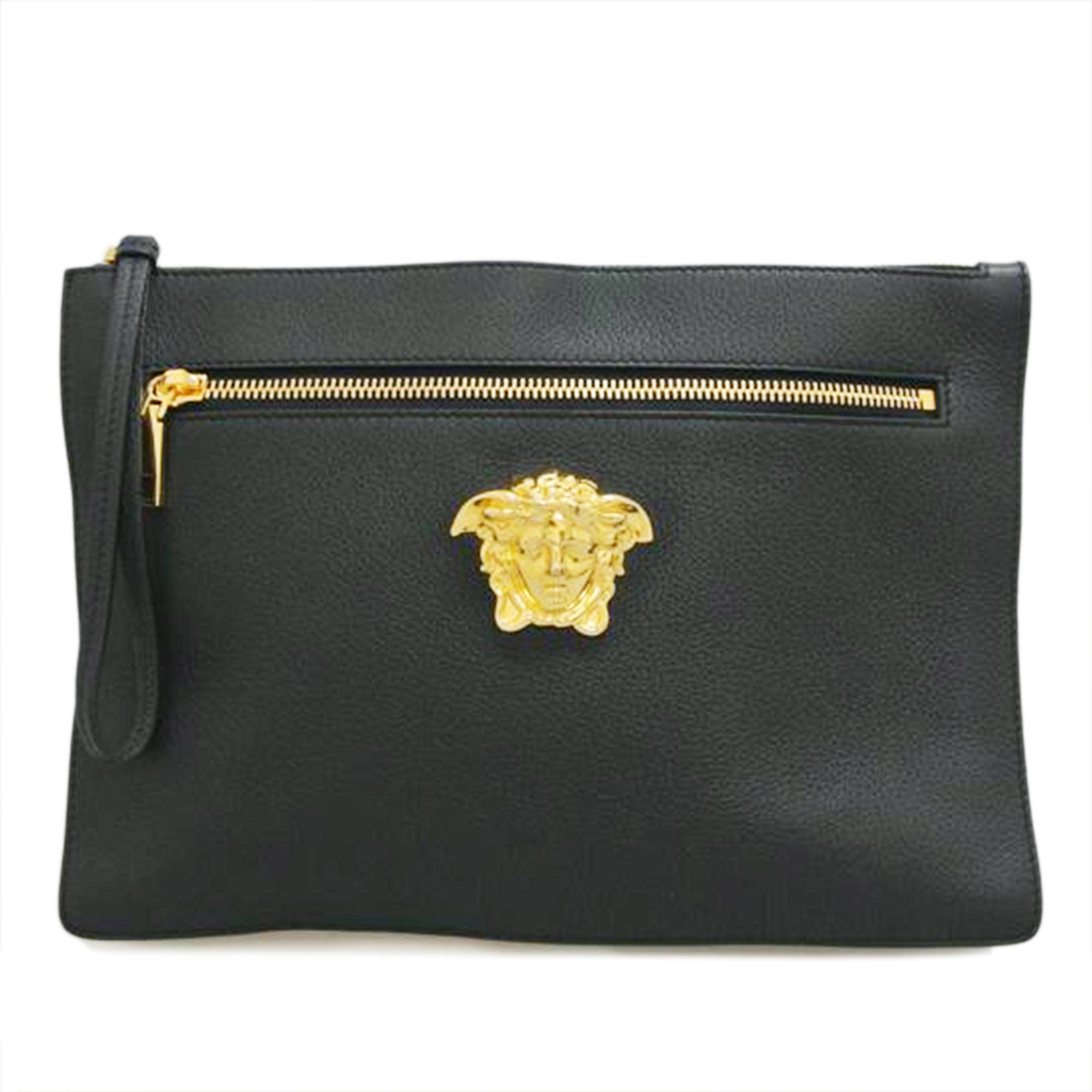 VERSACE ヴェルサーチェ/レザークラッチバッグ 黒//ABランク/87