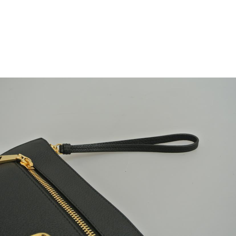 VERSACE ヴェルサーチェ/レザークラッチバッグ 黒//ABランク/87