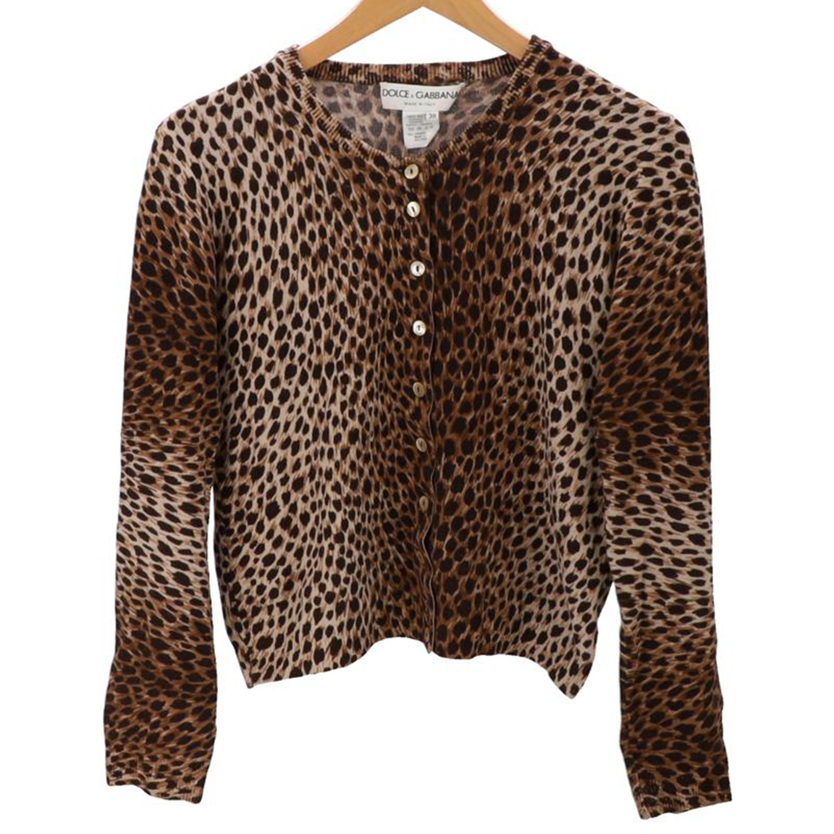 DOLCE&GABBANA ドルチェアンドガッパーナ/D&G ヒョウ柄カシミアカーディガン M//ABランク/75
