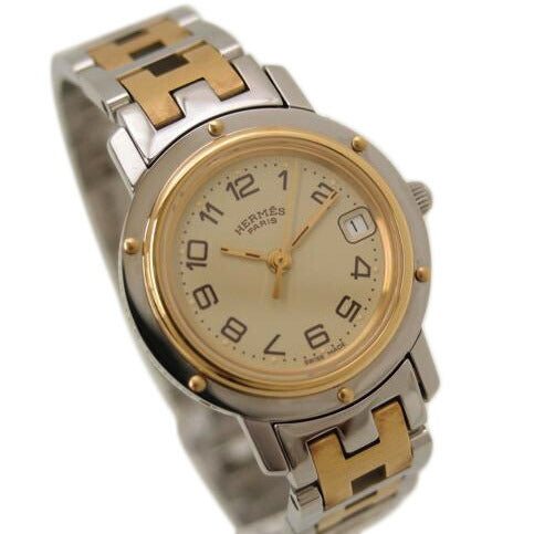 HERMES エルメス 腕時計 コンビ アイボリー文字盤/クリッパー/レディース/クォーツ/CL4.220//112****/Aランク/69