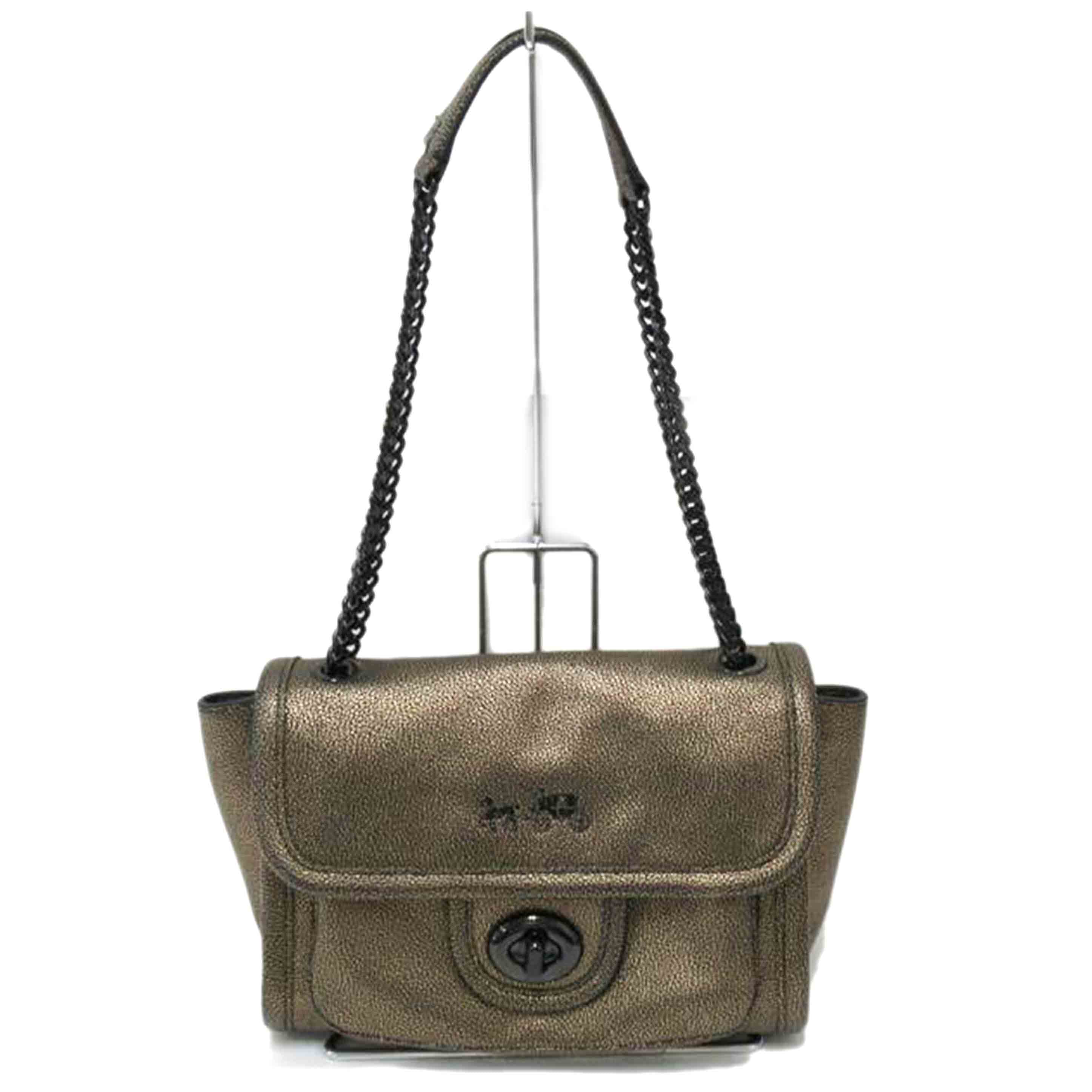 COACH/チェーンショルダー/メタリックゴールド/レザー/33553//H14**/Aランク/63