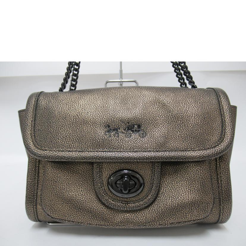 COACH/チェーンショルダー/メタリックゴールド/レザー/33553//H14**/Aランク/63