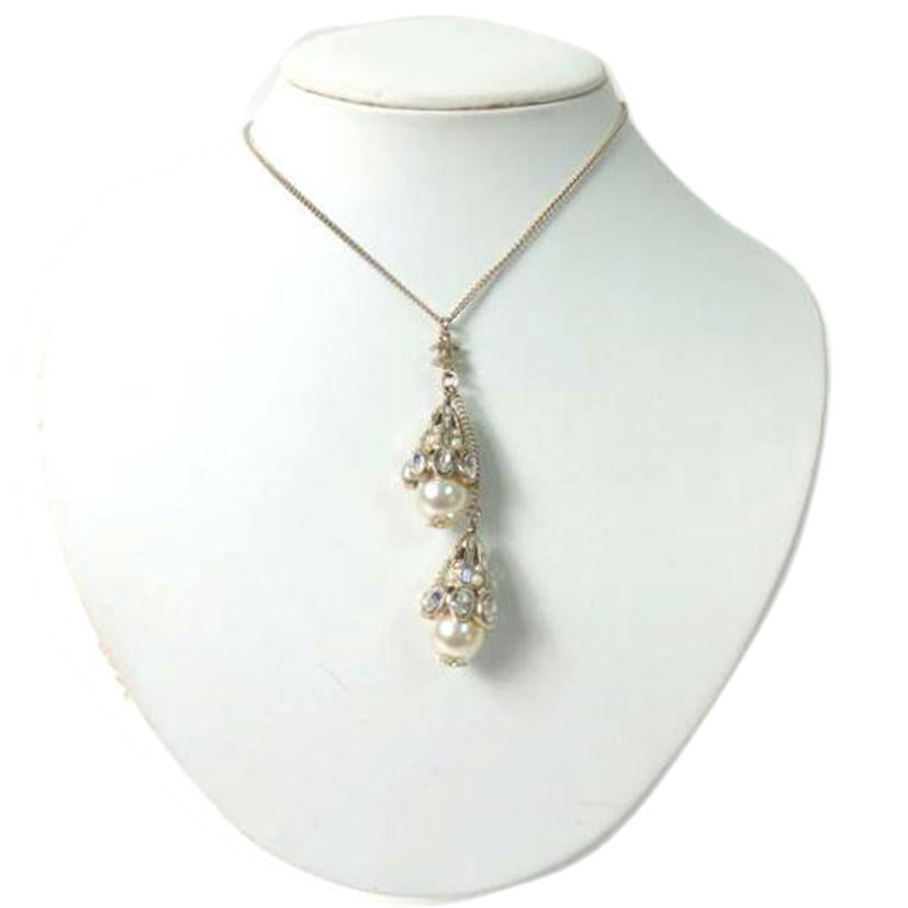 CHANEL シャネル/ココマークラインストーンフェイクパールネックレス//09 A/Aランク/84