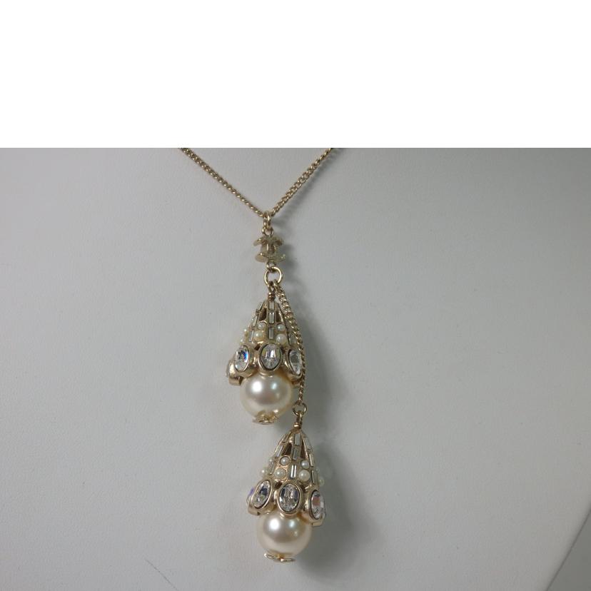 CHANEL シャネル/ココマークラインストーンフェイクパールネックレス//09 A/Aランク/84