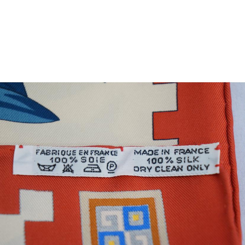 HERMES エルメス/カレ90神々の音楽 シルクスカーフ BEG/ORG//Aランク/07